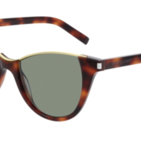 Saint Laurent “Stella” tortoise cat eye sunglasses in Havana/green - Picture 2 of 11